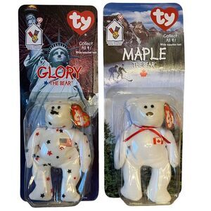 RARE McDonald's TY Glory & Maple Beanie Babies Bear Set MISTAGGED
